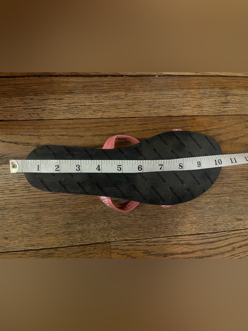 SOLD Balenciaga pink logo printed leather flat slides 39 - Picture 11 of 12